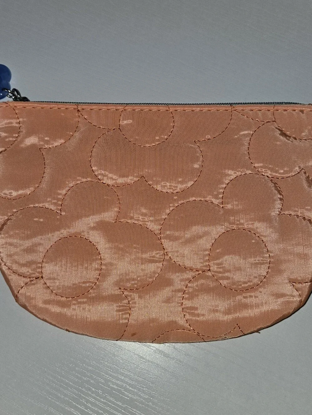 IPSY Orange Quilted Flower Pattern Make-up Pouch